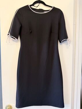 Glamour Black Midi Dress with White Trim